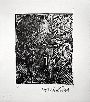 1998 - Kugelfigur - Lithographie auf Stein - 29x33cm